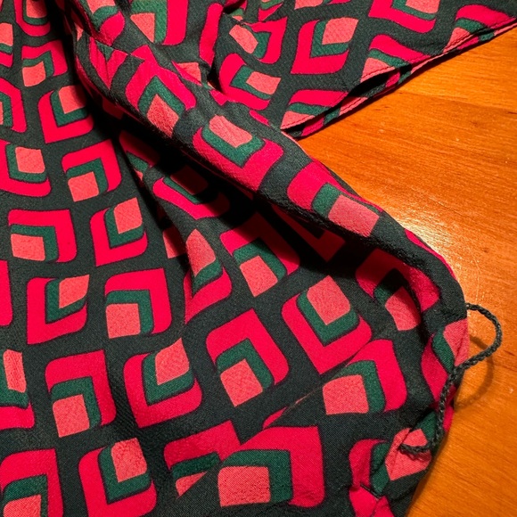 Rose & Teal Geometric Rayon Long Sleeve Shirt Dress With Pockets All Seasons~ 1X - Picture 10 of 10